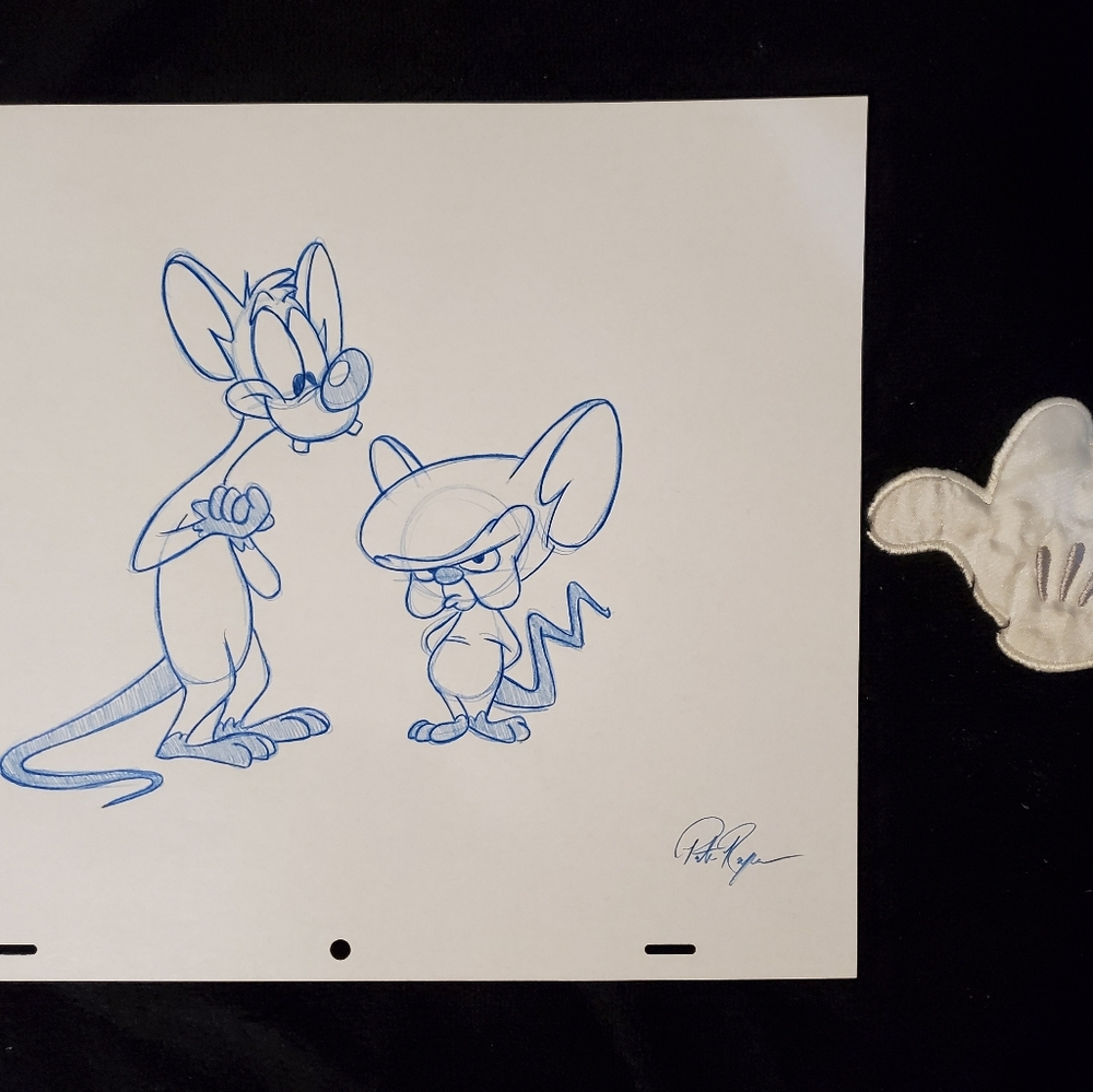 Pinky and the Brain Animaniacs WB Amblin Drawing/sketch signed art Warner Bros - Picture 4 of 4